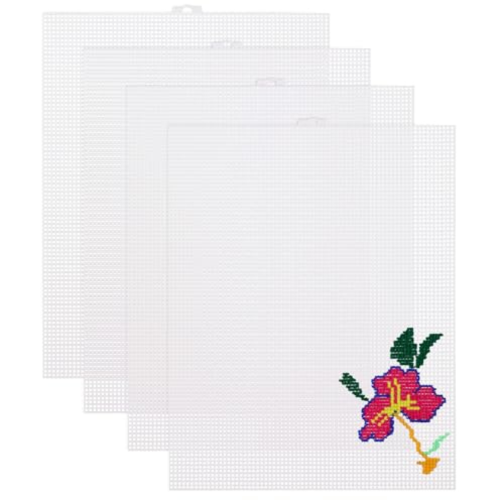 4-Pack Canvas Sheets: 13x10.23 inch Plastic Eye Mesh for Embroidery, Crafting, Knit & Crochet Projects, Therian Masks & Aquarium Dividers
