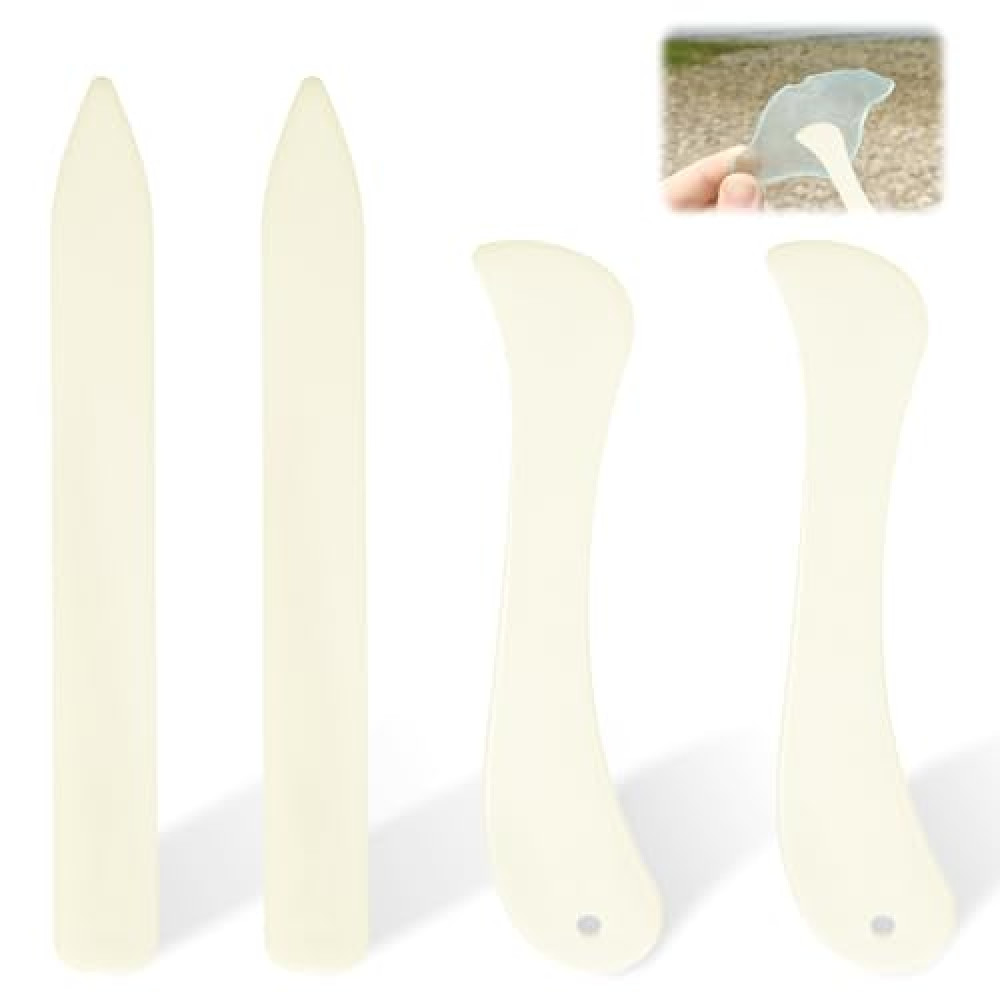 4 Pcs Bone Folders Stained Glass Tools Scoring Tool Book Binding Tools Plastic Burnisher Crease Makers Stained Glass Foiler Holder Supplies Origami Tools for Paper Crafting DIY Handicrafts