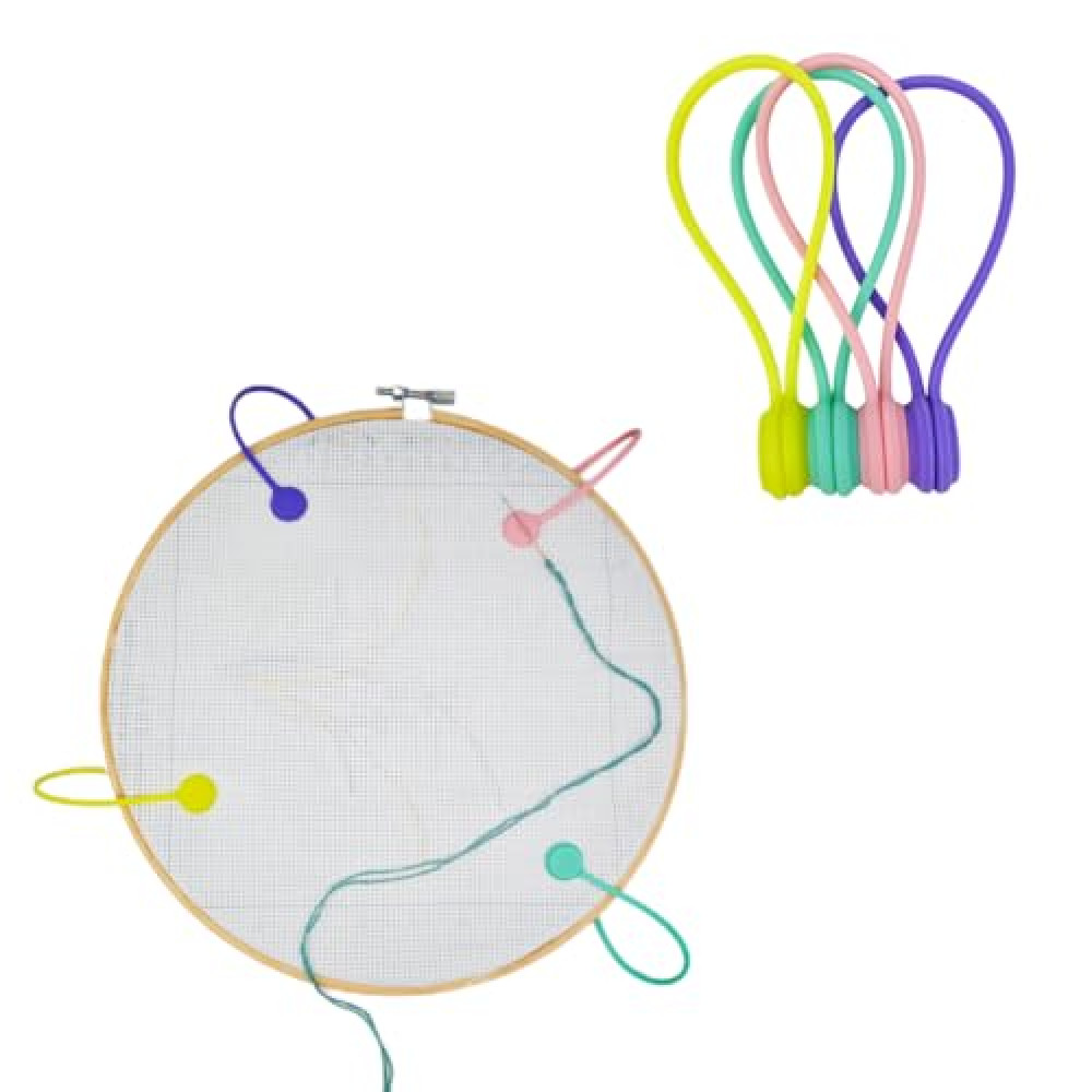 4 pcs Magnetic Needle Minders Silicone Fabric Clips, Macron Color Magnetic Needle Keeper Needle Nanny for Cross Stitch Embroidery Needlework Accessories Cross-Stitch Gift