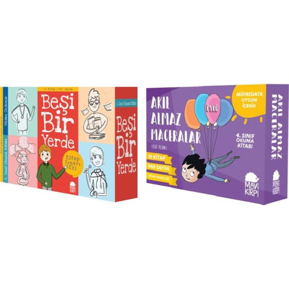 4. Sınıf Okuma Kitapları 2 Set Bir Arada 20 Kitap Set Beşi Bir Yerde+Akıl Almaz Maceralar Çocuk Öykü Fiyatı