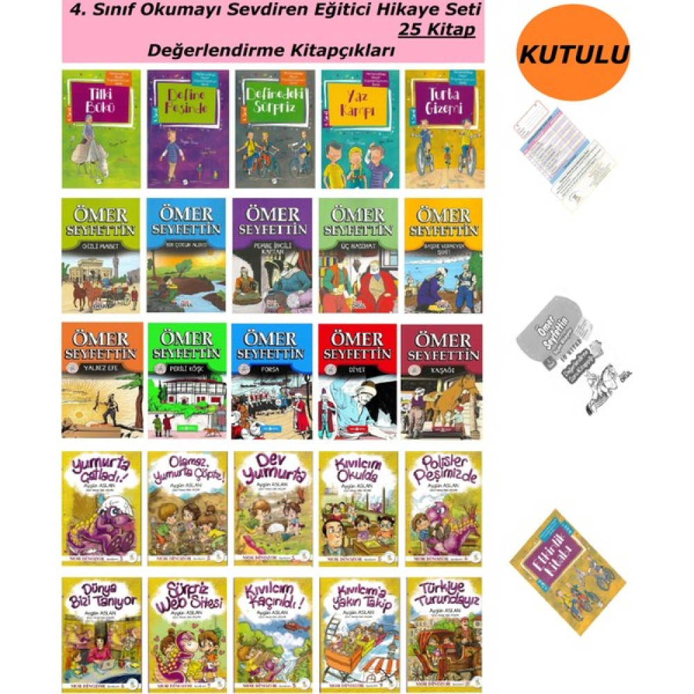4. Sınıf Okumayı Sevdiren Eğitici Hikaye Seti 25 Kitap (Ömer Seyfettin - Mor Dinozor - Matematik Hikayeleri) Çocuk Öykü Fiyatı