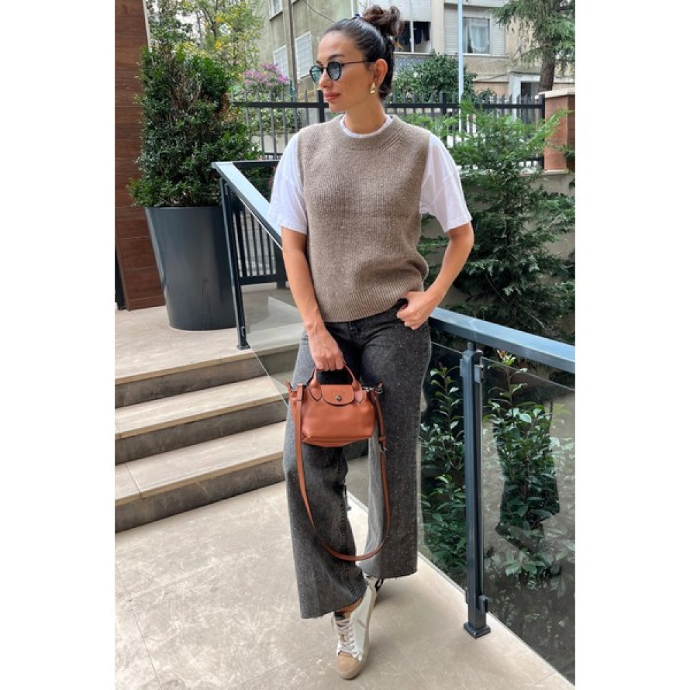4 Sisters Fashion Vizon Yuvarlak Yaka Süveter Bayan Kazak & Süveter & Triko Fiyatı