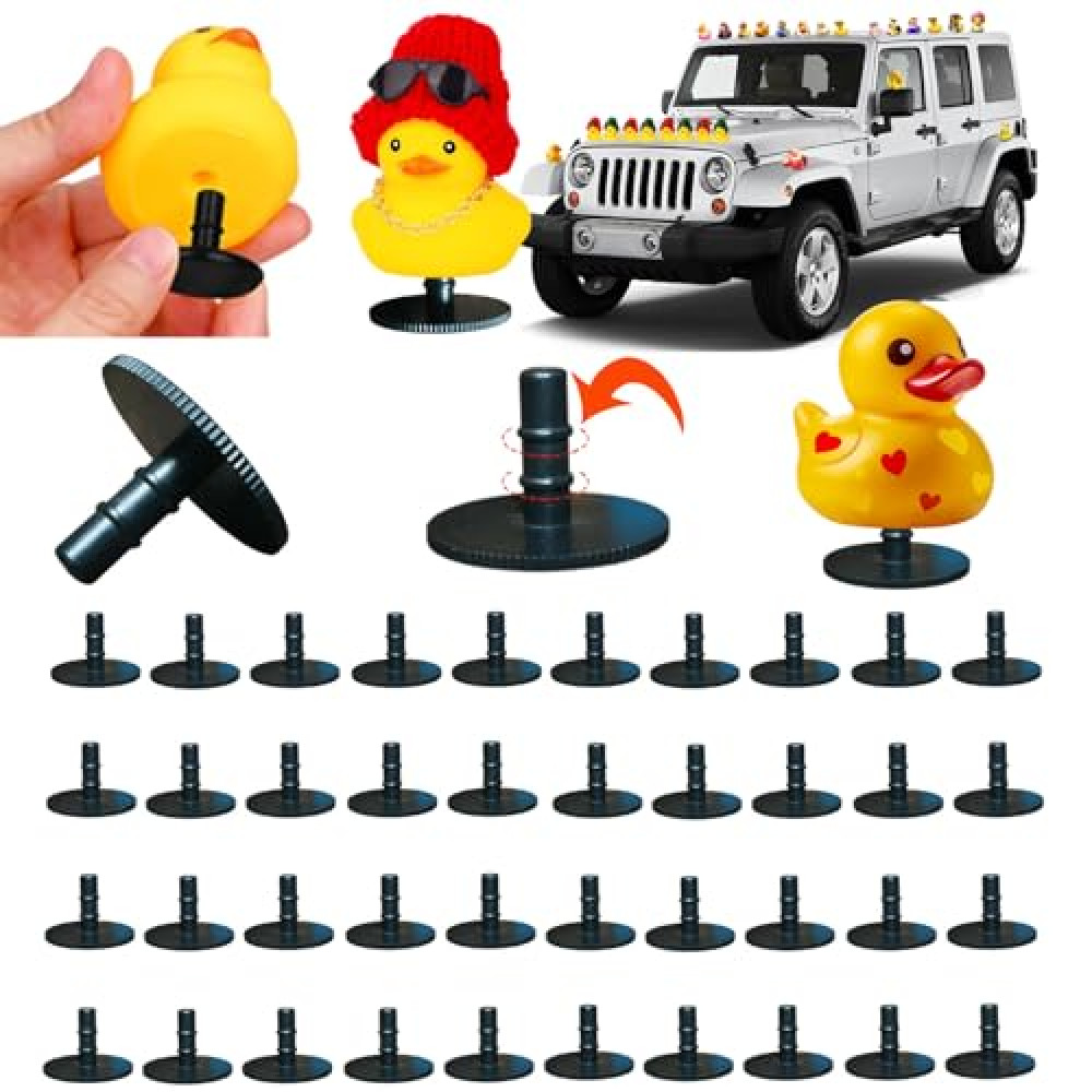40 Pcs Duck Holder for Jeep Dash, Rubber Duck Mount, Fixed Display, 2024 Upgrade Locking Ring (40)