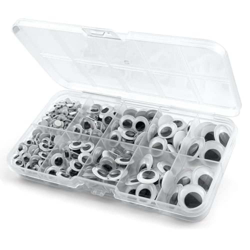 400pcs Wiggle Googly Eyes Craft Set, Self-Adhesive, 6 Sizes 4-15mm