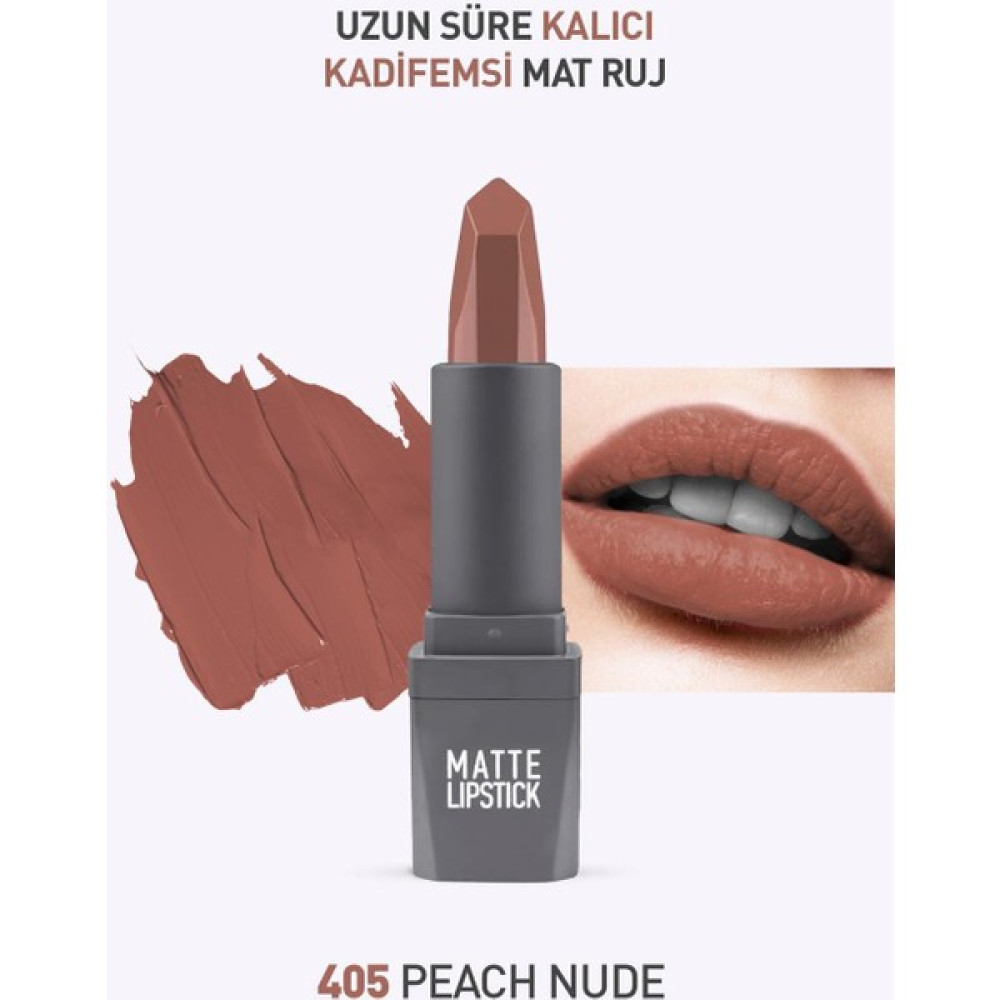 405 Peach Nude Mat Ruj - Kuruma Yapmayan Pürüzsüz Dokunuş ve Kadifemsi Etki - Matte Lipstick Rujlar & Dudak Parlatıcıları Fiyatı