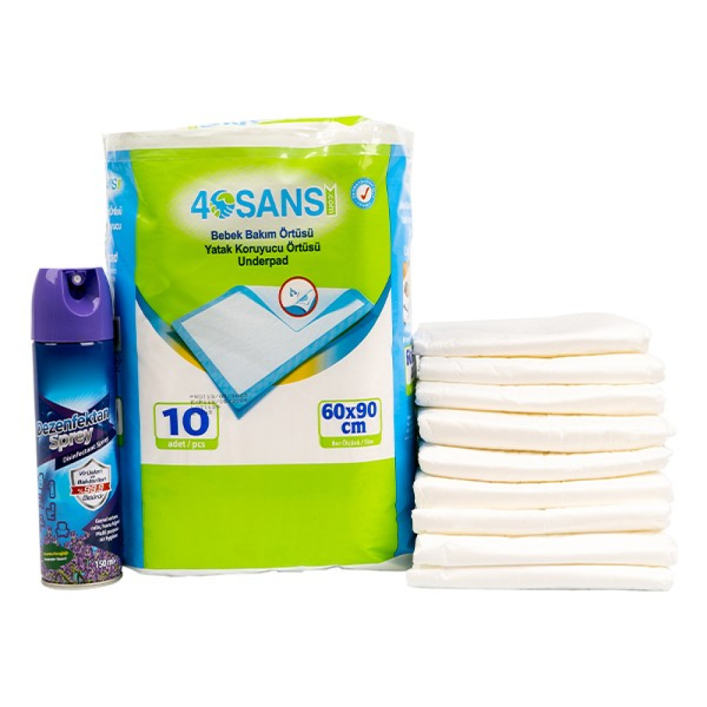 40Sans Yatak Koruyucu Örtü. Serme Bez 60X90 cm 10 Adet. Koku Giderici Sprey Dezenfektan 150 ml Lavanta - 60 x 90 cm Alez / Yatak Koruyucu Fiyatı