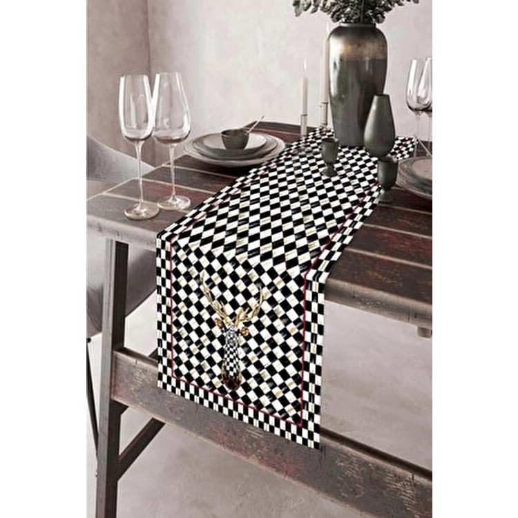 40X140CM Dokuma Leke Tutmaz Baskılı Premium Tay Tüyü Kumaş Masa Örtüsü Runner Yıkanabilir - 40 x 140 - Siyah Amerikan Servis Fiyatı