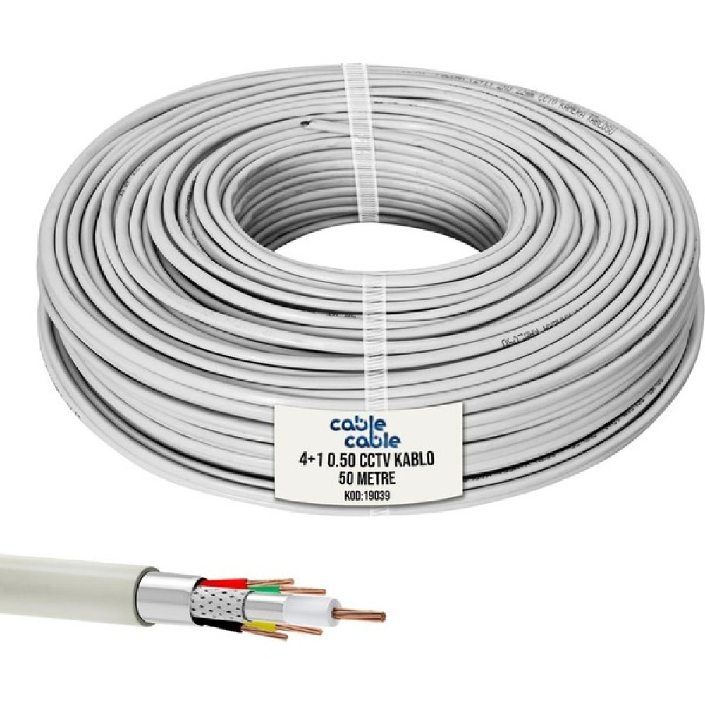 4+1 Cctv Kamera Kablosu 0.50 mm 50 mt Cablecable Güvenlik Kamerası Kablosu Fiyatı
