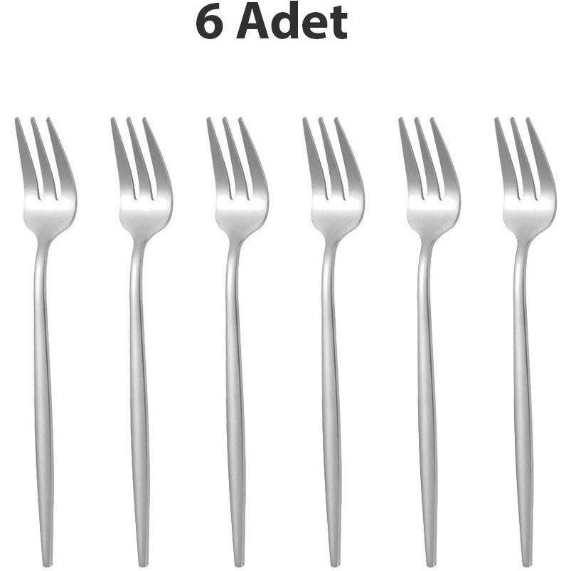 410 Çelik 6 Adet Gümüş Renk Tatlı ve Meyve Çatalı CIN611BY-6 Diğer Fiyatı