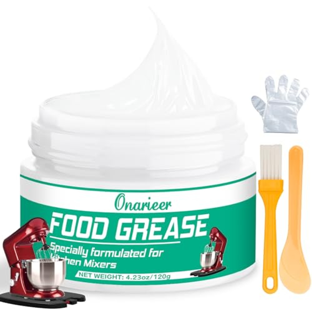 4.23 oz Food Grade Grease for Kitchen Aid Stand Mixer – Universal Compatibility for Stand Mixer Gear Attachments, Premium Silicone Grease with Stick, Gloves and Brush Applicators