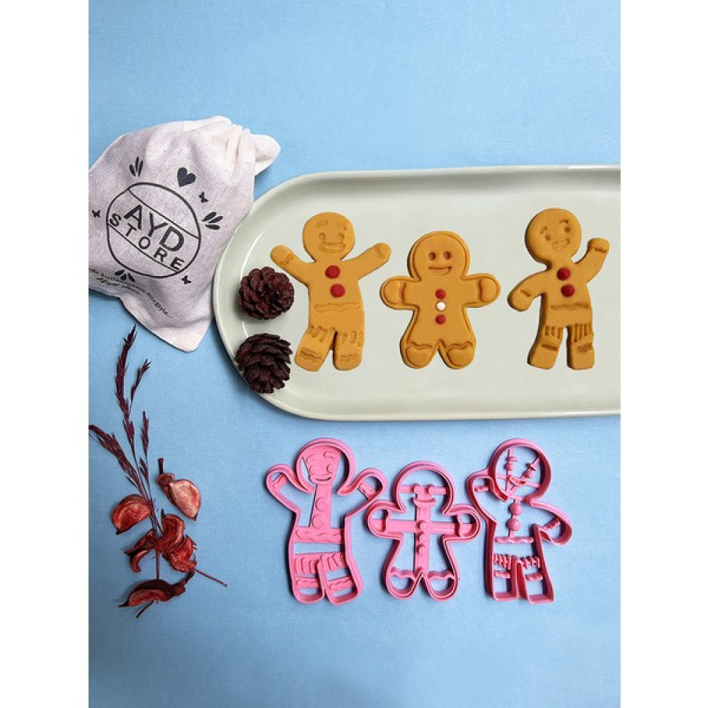 444 Marka Ginger Kurabiye Adam Gingerbread Man Gingerman 3'lü Kurabiye Kalıbı Seti - 3 Adet Kek Kalıpları Fiyatı