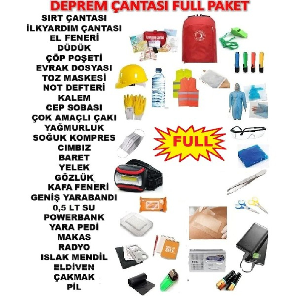 45 Parça Deprem Çantası Çantası Acil Durum Kiti Full Paket Medikal Ürünler Fiyatı