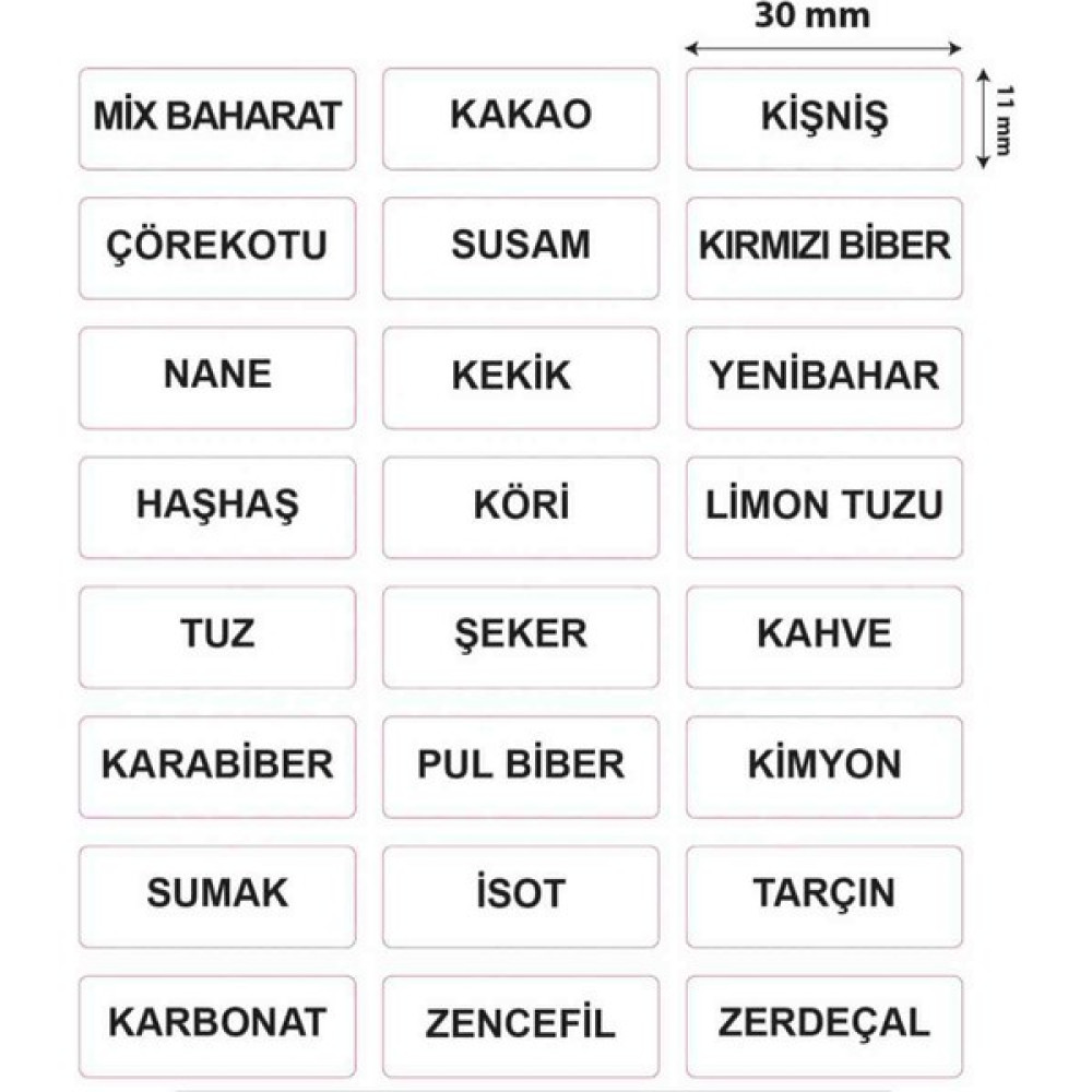 48 Adet Baharatlık Etiketi Kavanoz Etiketi Etiket Fiyatı