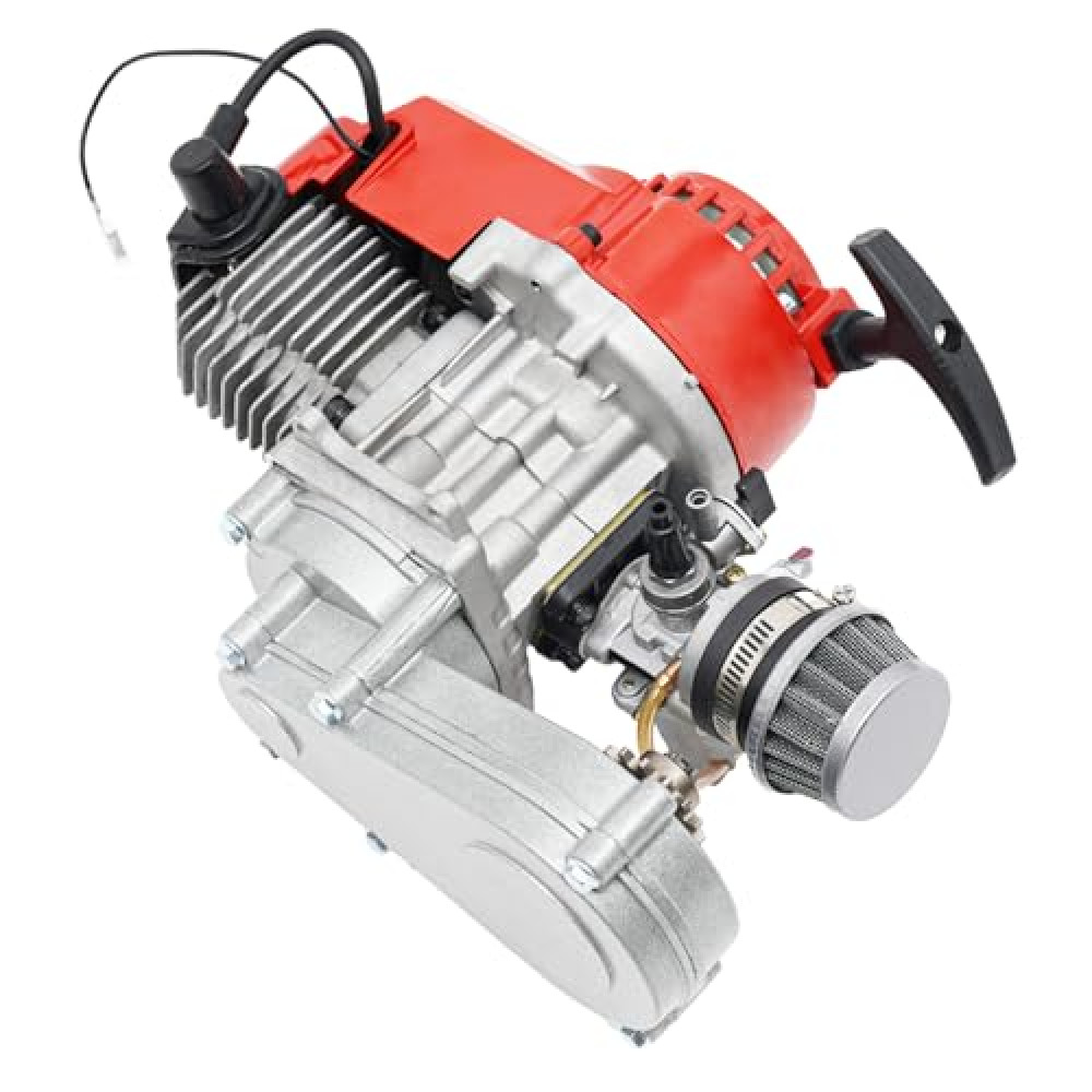 49cc 50cc 2 Stroke Racing Engine Motor, Gasoline Engine Single Cylinder Pull Rope Start Motor for Dirt Bike Pocket Bike ATV Scooters, Pocket Bike Engine Kits