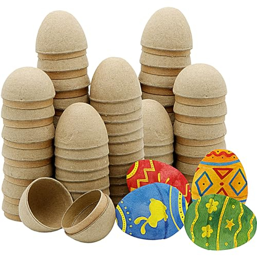 4E's Novelty DIY Paper Mache Easter Eggs to Paint 12 Pack - Paintable & Fillable Blank Easter Eggs Crafts for Kids & Adults, for Easter Arts Classroom Activities & DIY Projects