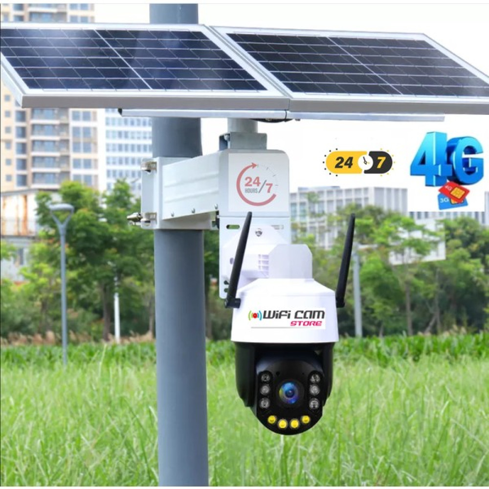 4G Solar Kamera Seti 5MP Yüksek Çözünürlük 30X Optik Zoom 60 Wat Panelli 7/24 Kayıt Alabilen Güneş Enerjili Kamera Dijital Video Kameralar Fiyatı