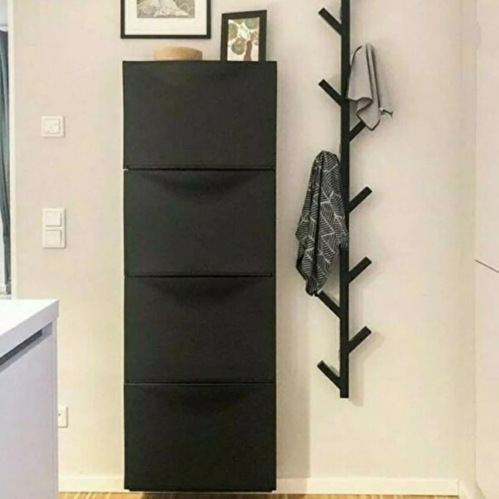 4K Home Desing Portmanto Elbise Çanta Askılık Duvar Askılık Konfeksiyon Askısı Banyo Bornoz Havlu Askısı Metal Askılık - Siyah Eşya Saklama / Düzenleme Fiyatı