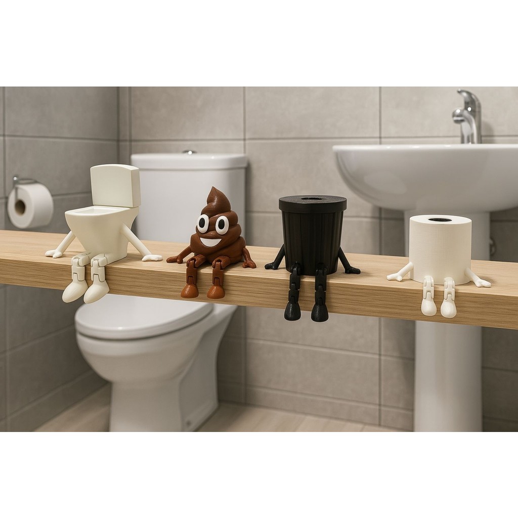 4'lü Banyo Dekoratif Figür Seti - Beyaz - Bej - Kahve - Siyah Diğer Fiyatı