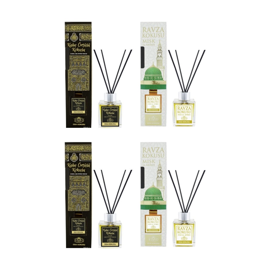 4'lü Esved Kabe Örtüsü Kokusu Çubuklu Oda Kokusu 100 ml x 2 Adet + Medine Ravza Çubuklu Oda Kokusu 100 ml x 2 Adet Evcil Hayvan Ürünleri Fiyatı