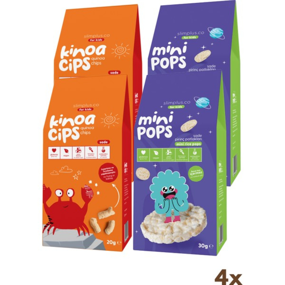 4'lü Paket 20G Sade Kinoa Cipsi For Kids Neşeli Yengeç ve 30G Mini Pops Pirinç Patlakları Bebek Beslenme Gereçleri Fiyatı