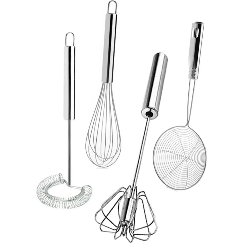 4'lü Set Otomatik Basmalı Çırpıcı, Yağ Kevgiri, Tel Çırpıcı, Yumurta Çırpıcı Sos Karıştırıcı Mikser Mikserler Fiyatı
