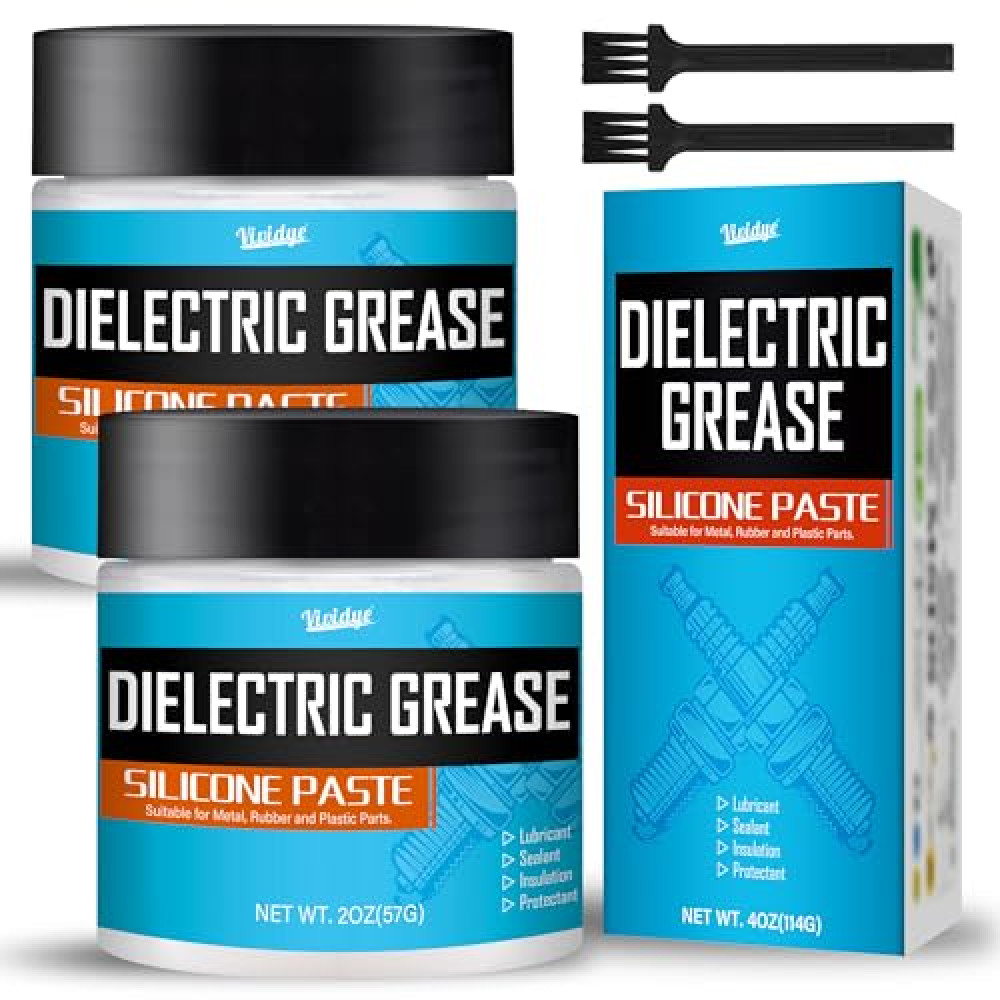 4oz Dielectric Grease for Electrical Connectors, Silicone Paste for Spark Plug, Valve, O-Rings, Brake, Marine and Universal Use, Waterproof & Heat Resistant Silicone Grease Lubricant with Brush