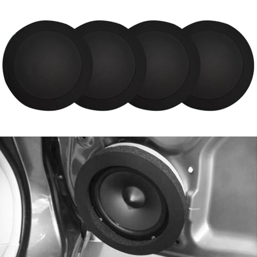 4PCS 6.5" Car Door Foam Speaker Enhancer, Universal Car Door Speaker Fast Rings Foam Bass Blockers, High Rebound Sponge Bass Blocker Kit, Self Adhesive Soundproof Sponge