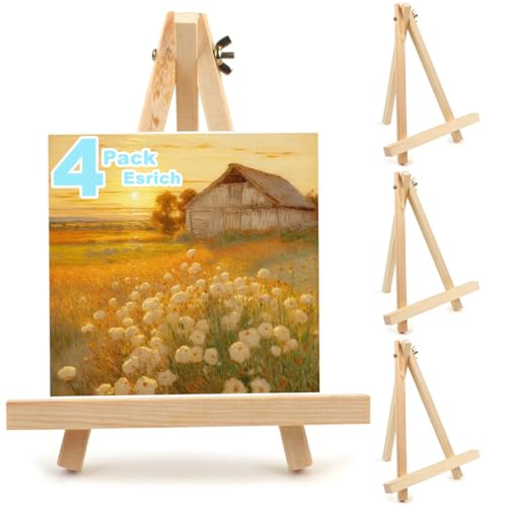 4PCS 9 Inch Wood Easels, Tripod, Painting Party Easel, Kids Student Tabletop Easels for Painting, Easel Stand for Painting Canvases, Portable Canvas Photo Picture Sign Holder. Easel Fiyatı