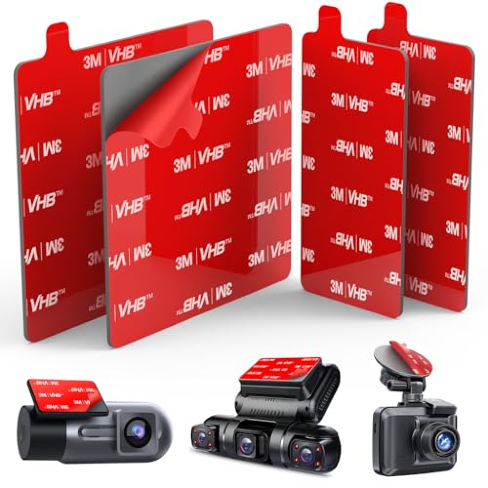 4Pcs Adhesive Sticky Pads for Dash Cam, 3M VHB Square Heat Resistant Double-sided Sticker Replacement Fit for Windshield Dashcam Mount, 2.83" Car Windscreen Window Glass Mounting Tape Glue Strip