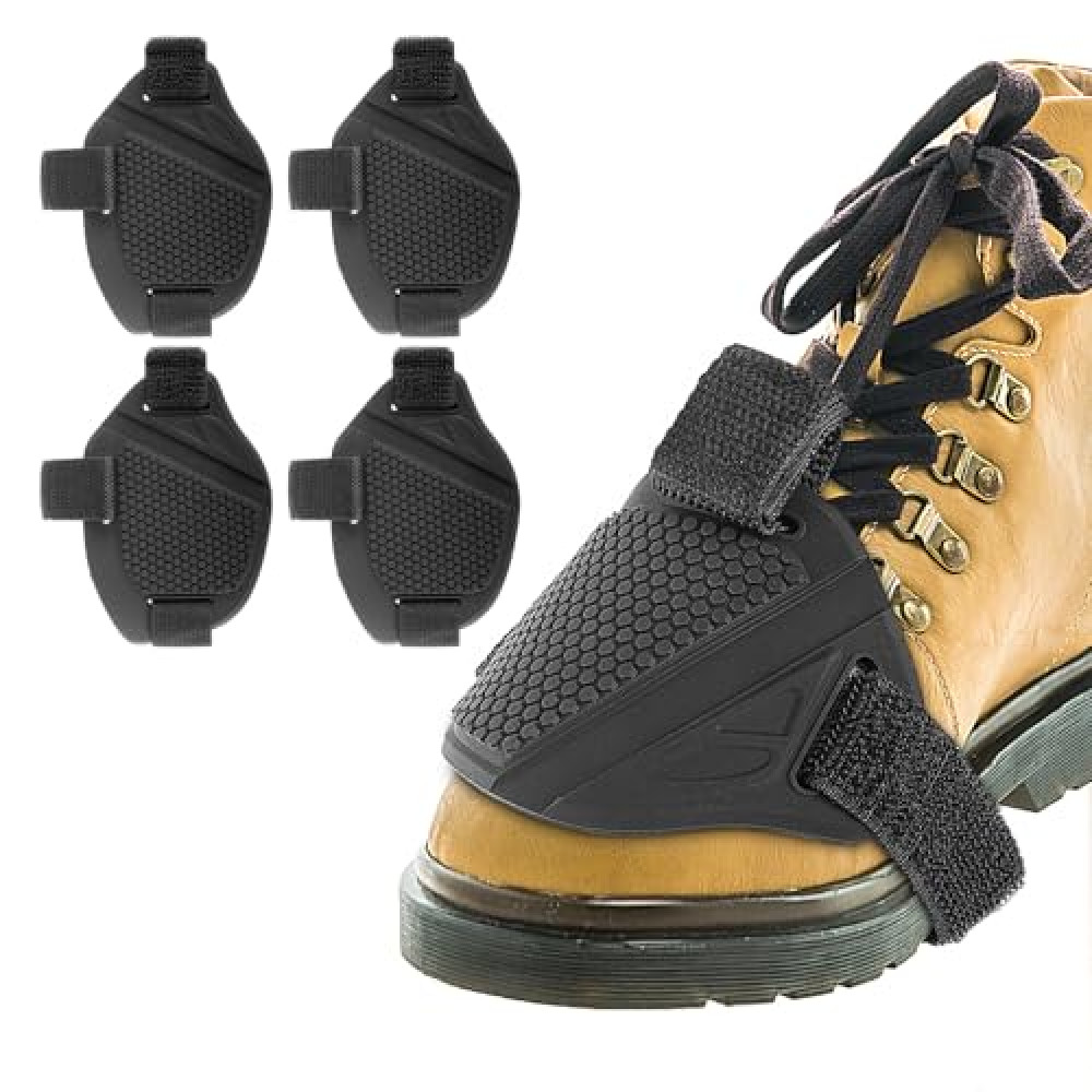 4Pcs Motorcycle Shift Pads, Motorbike Shoes Protector Cover, Protective Motorcycle Boot Cover Adjustable Soft Rubber Pads Gear Accessories for Men Motorcycle Shoe Boot (Black)