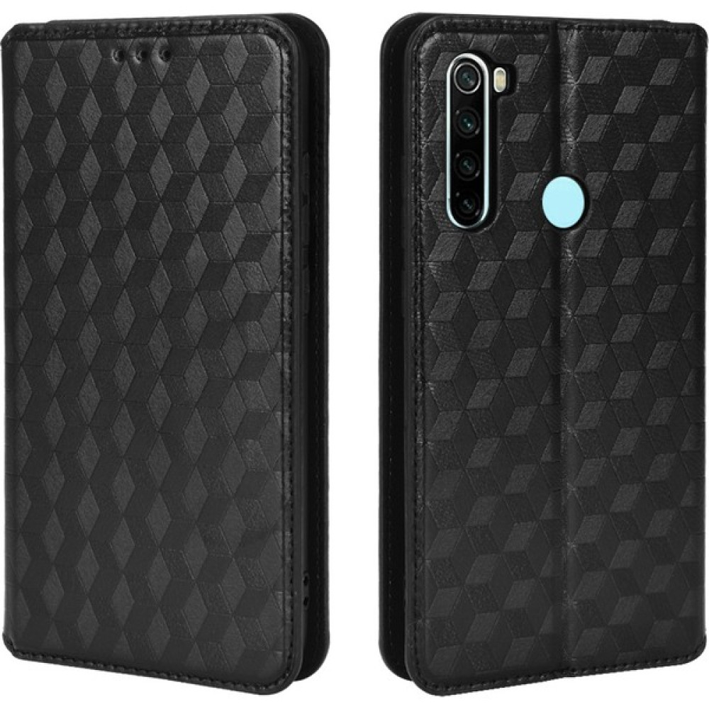 4U Sky 3D Rhombus Basılı Manyetik Otomatik Kapanış Deri Kapak Stand Standı Cüzdan Telefon Kılıfı Xiaomi Redmi Not 8/not 8 2021-BLACK (Yurt Dışından) Cep Telefonu Kılıfı Fiyatı