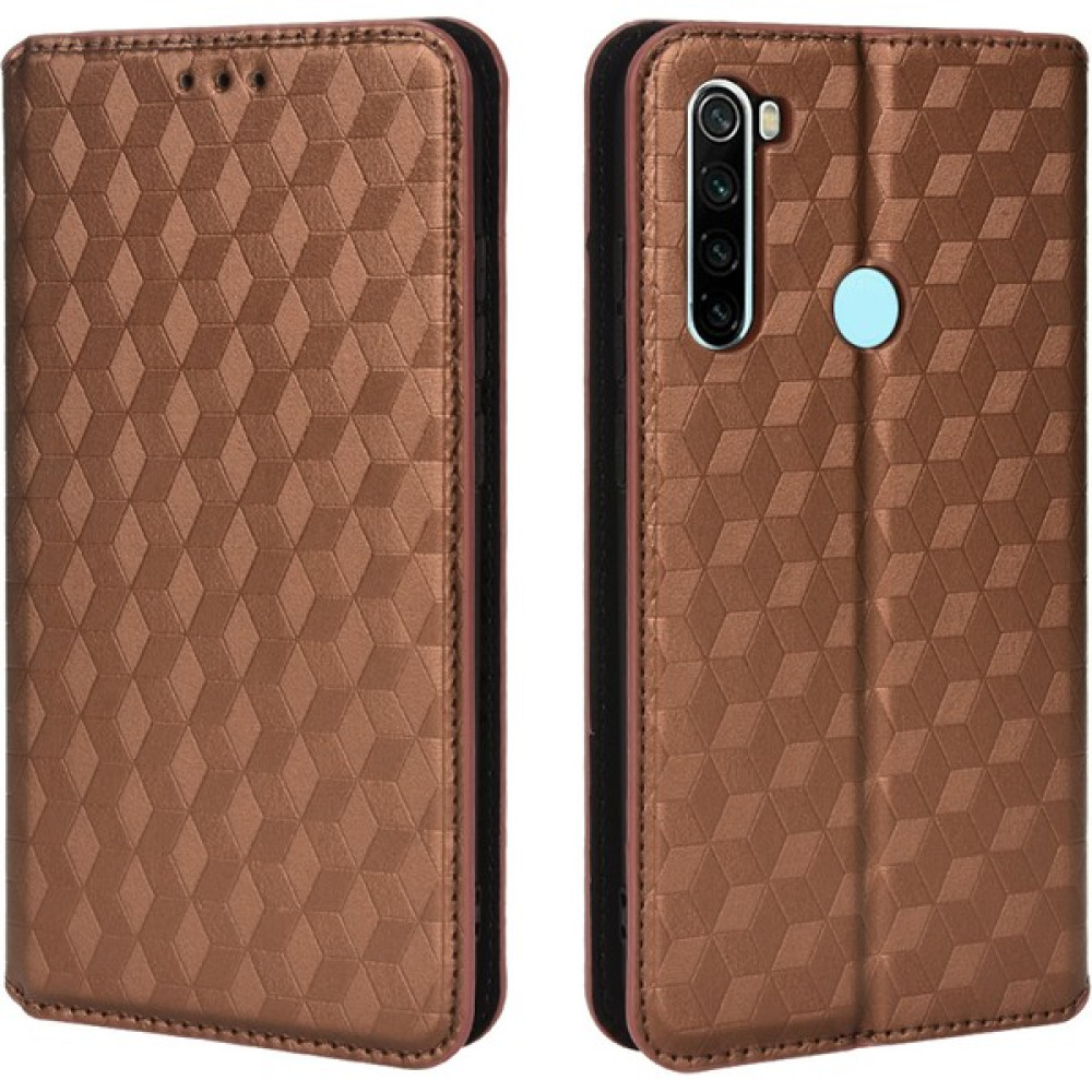 4U Sky 3D Rhombus Basılı Manyetik Otomatik Kapanış Deri Kapak Stand Standı Cüzdan Telefon Kılıfı Xiaomi Redmi Not 8/not 8 2021-BROWN (Yurt Dışından) Cep Telefonu Kılıfı Fiyatı