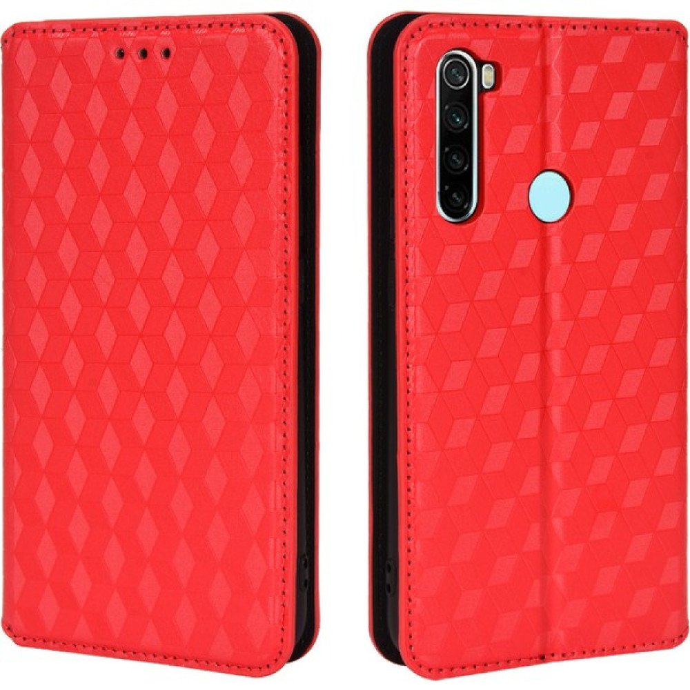 4U Sky 3D Rhombus Basılı Manyetik Otomatik Kapanış Deri Kapak Stand Standı Cüzdan Telefon Kılıfı Xiaomi Redmi Not 8/not 8 2021-KIRMIZI (Yurt Dışından) Cep Telefonu Kılıfı Fiyatı