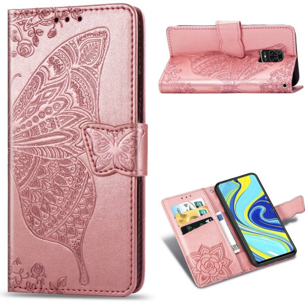 4U Sky Deri Cüzdan Telefon Kabuğu Xiaomi Redmi Için Big Butterfly Baskı Not 9s/redmi Not 9 Pro/redmi Note 9 Pro Max-Rose Gold (Yurt Dışından) Cep Telefonu Kılıfı Fiyatı