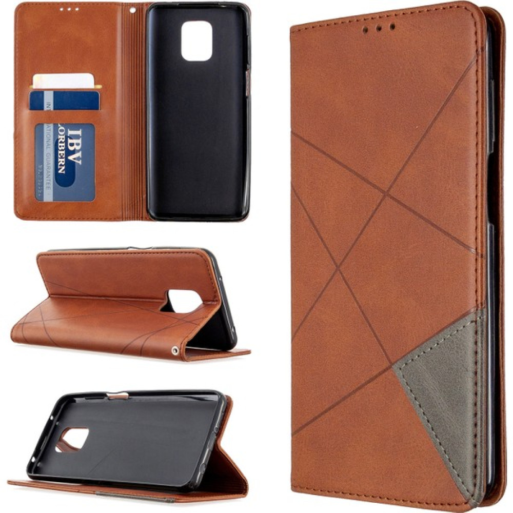 4U Sky Geometrik Desen Xiaomi Redmi Için Otomatik Absorlanmış Deri Kabuk Kasası Not 9 Pro/not 9 Pro Max/not 9s-Brown (Yurt Dışından) - Kahverengi Cep Telefonu Kılıfı Fiyatı