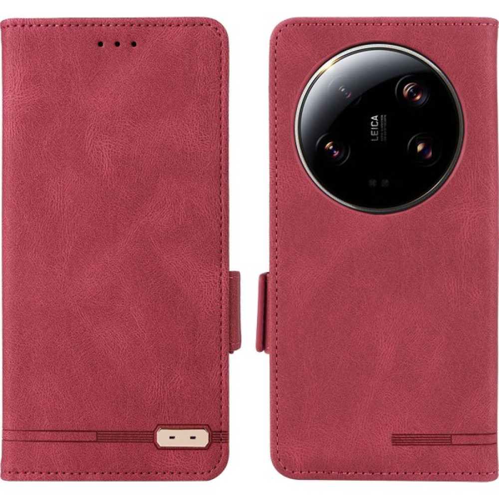 4U Sky Xiaomi 13 Ultra Pu Deri Flip Folio Kılıf Donanım Dekor Dekor Cüzdan Telefon Kapak Çizgisi (Yurt Dışından) - Gül Rengi Cep Telefonu Kılıfı Fiyatı