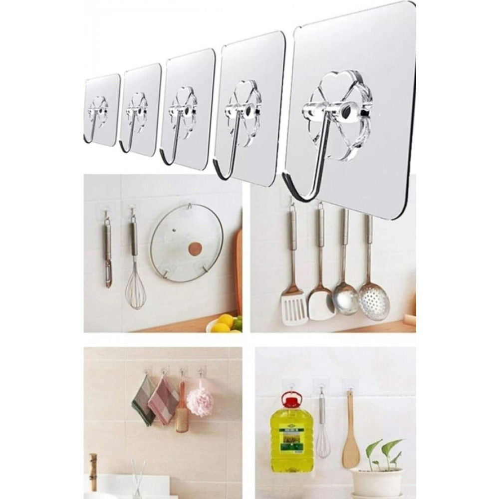 5 Adet 6X6cm Seffaf Guclu Kendinden Yapiskanli Aski Banyo Dolabı / Mobilyası Fiyatı