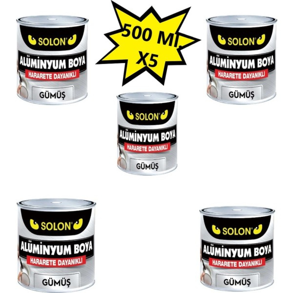 5 Adet Alüminyum Yaldız Boya Gümüş 500 Ml. 5'li Paket - 0 Oto Boyaları Fiyatı