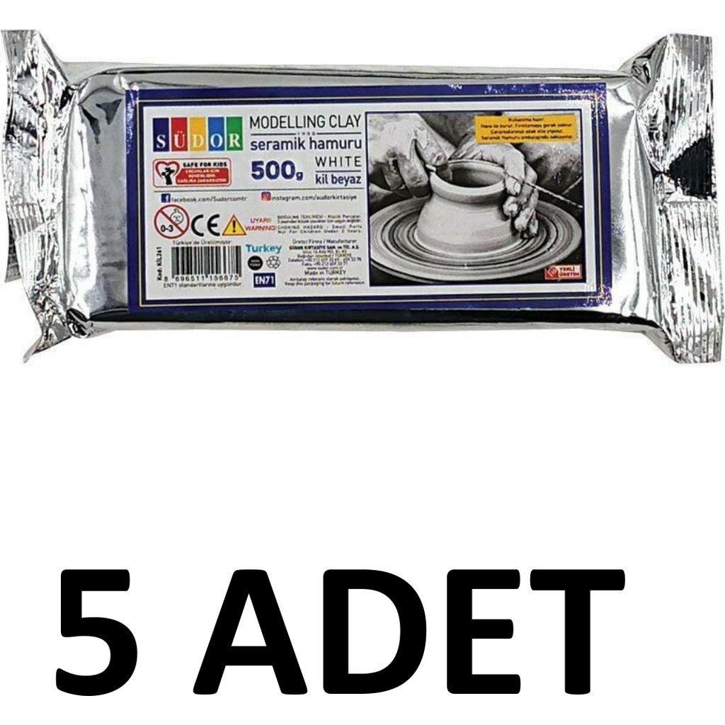 5 Adet Hava ile Kuruyan Seramik Kil Hamuru 500 gr Beyaz Oyun Hamuru & Kil Fiyatı