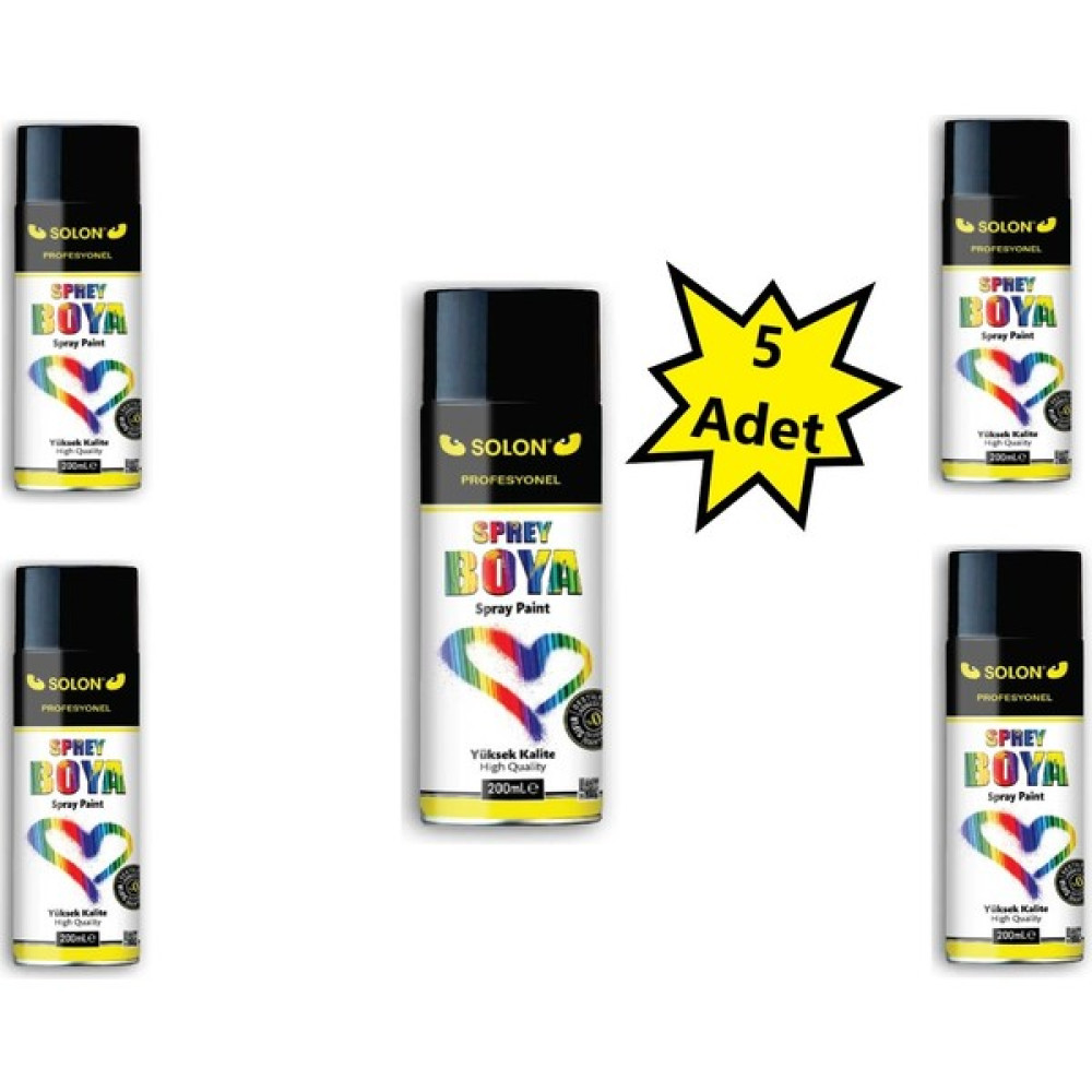 5 Adet Parlak Siyah Sprey Boya 200ml. - 0 Oto Boyaları Fiyatı