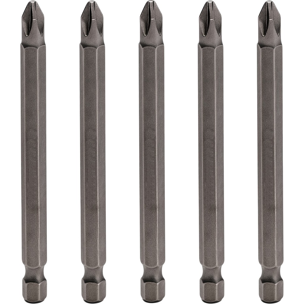 5 Adet Ph2 100 mm 10 cm Manyetik Uzun Bits Bit Ucu Yıldız Tornavida Uç Derin Vidalama Çelik Cr-V Uç - 100 mm (10 cm) - Gri Tornavida Fiyatı