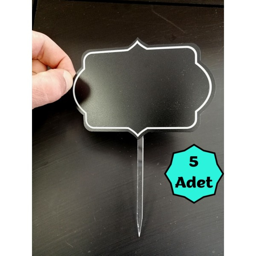 (5 Adet) Pleksi Saplama Etiketlik Siyah Silinebilir Dekoratif Etiket Raf Etiketi Ürün Etiketi - Mihrace 13x9 cm Etiket Fiyatı
