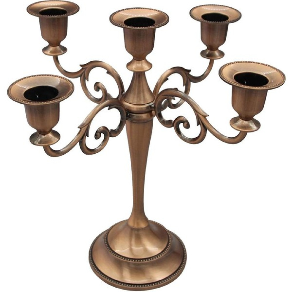 5-Candle Metal Candelabra Candlestick 10 '' Mum Tutucu Mum - Kırmızı Şamdan Fiyatı