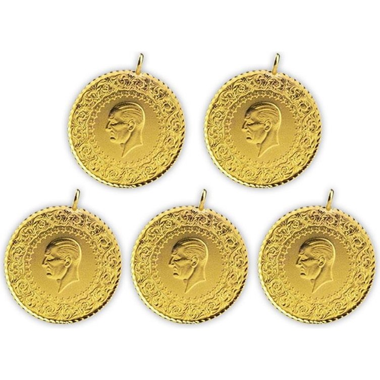 5 Çeyrek Altın Set 22 Ayar 8.77 Gram Altın T.C. Darphane Üretimi Yuvarlak Parçalar Diğer Fiyatı