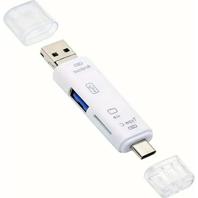 5 In 1 Çok Fonksiyonlu USB 2.0 Micro Sd Kart Okuyucu - Beyaz - Usb/micro Usb/type-C Çıkışlı, Otg Çevirici Bilgisayar Çevirici ve Adaptörü Fiyatı