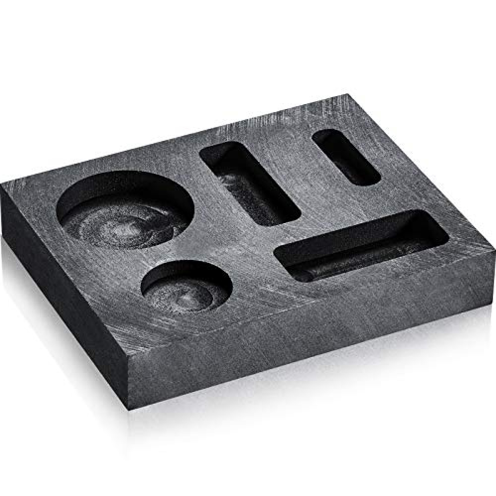 5-in-1 Graphite Casting Ingot Mold Coin Combo Metal Casting Refining Scrap Bar for Metal Jewelry Gold Silver Brass Zinc Aluminum(1 Piece)