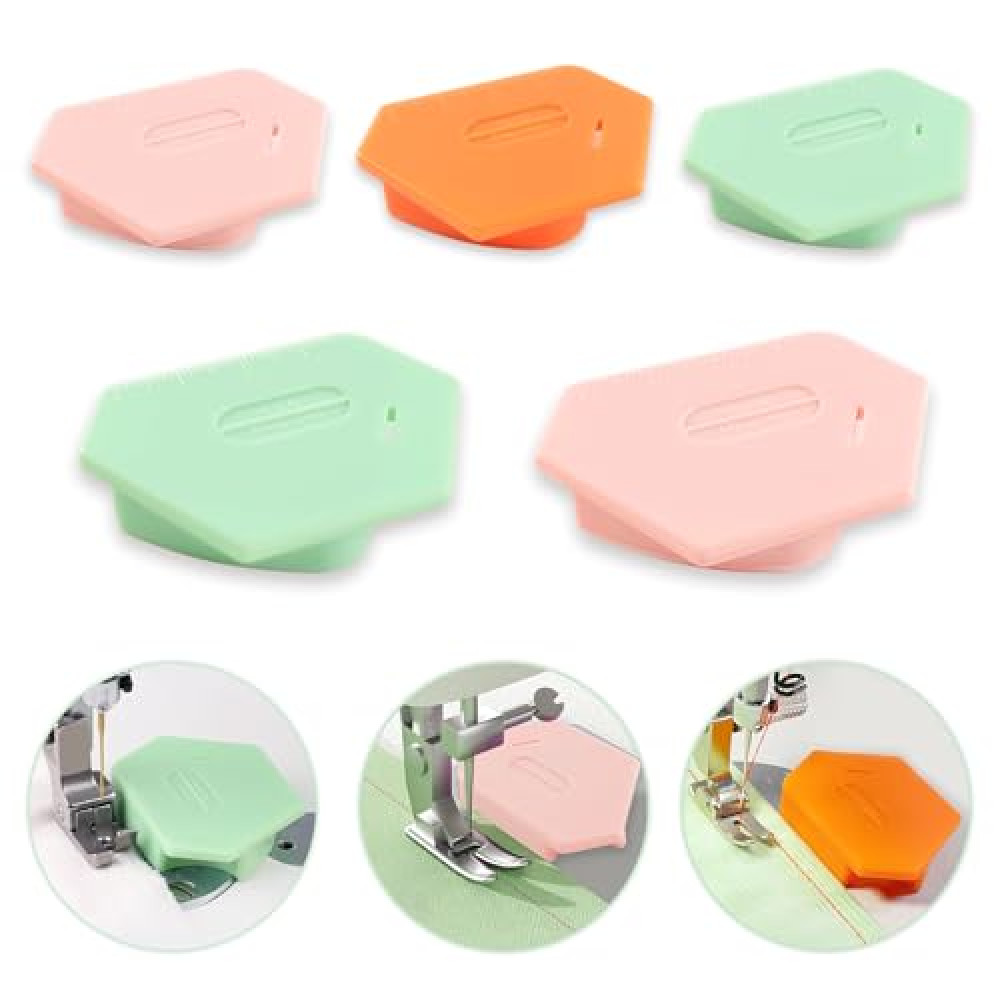 5 Pack Magnetic Seam Guide for Sewing Machine, Magnetic Seam Guide, Upgraded Polygonal Multifunctional Hemmer Gauge with Magnetic Seam Guide with Scale, Sewing Supplies (5)