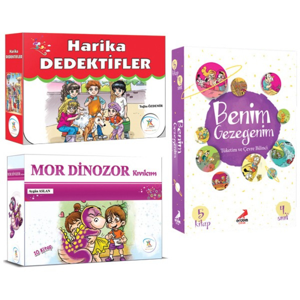 5 Renk Yayınevi 4. Sınıf Harika Dedektifler-Mor Dinozor Hikaye Seti-Erdem Yayınları Benim Gezegenim Hikaye Seti Çocuk Öykü Fiyatı