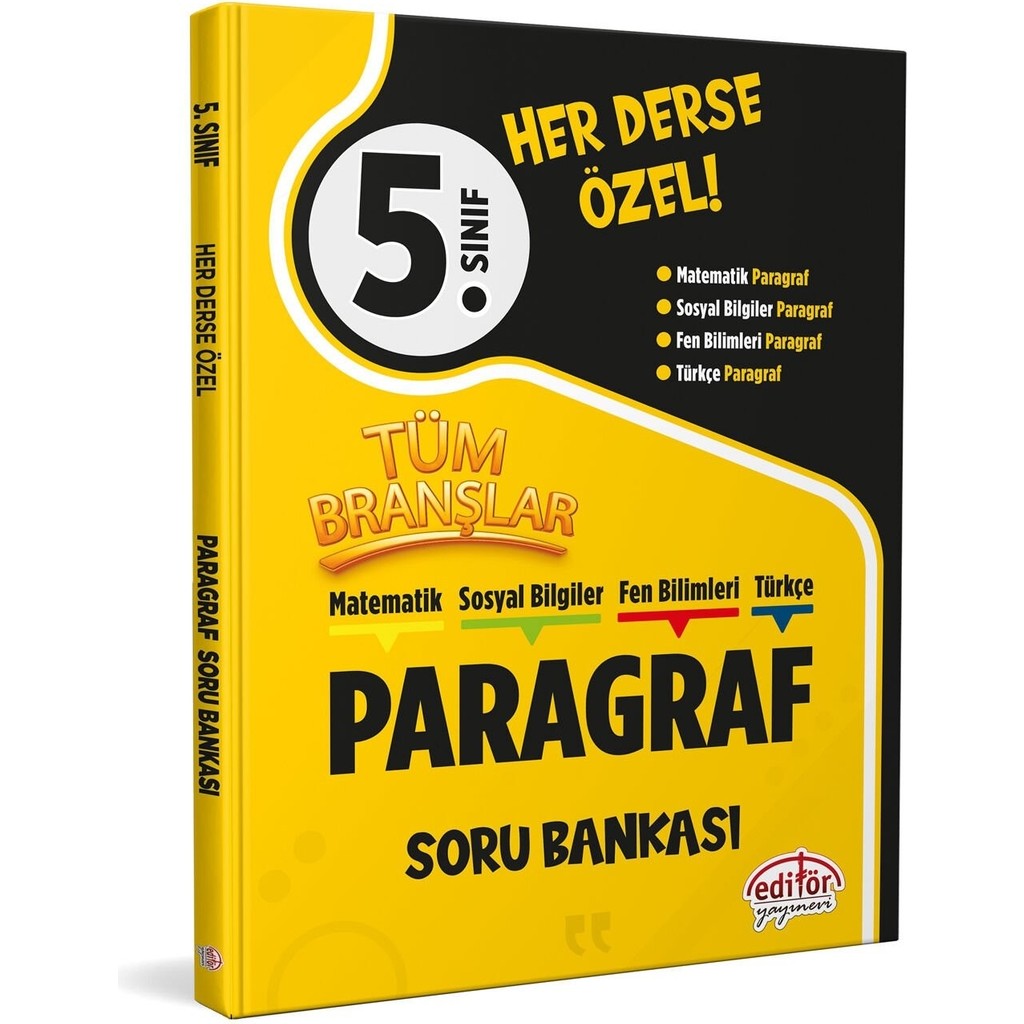 5. Sınıf Tüm Branşlar Paragraf Soru Bankası Editör Yayınları Diğer Fiyatı