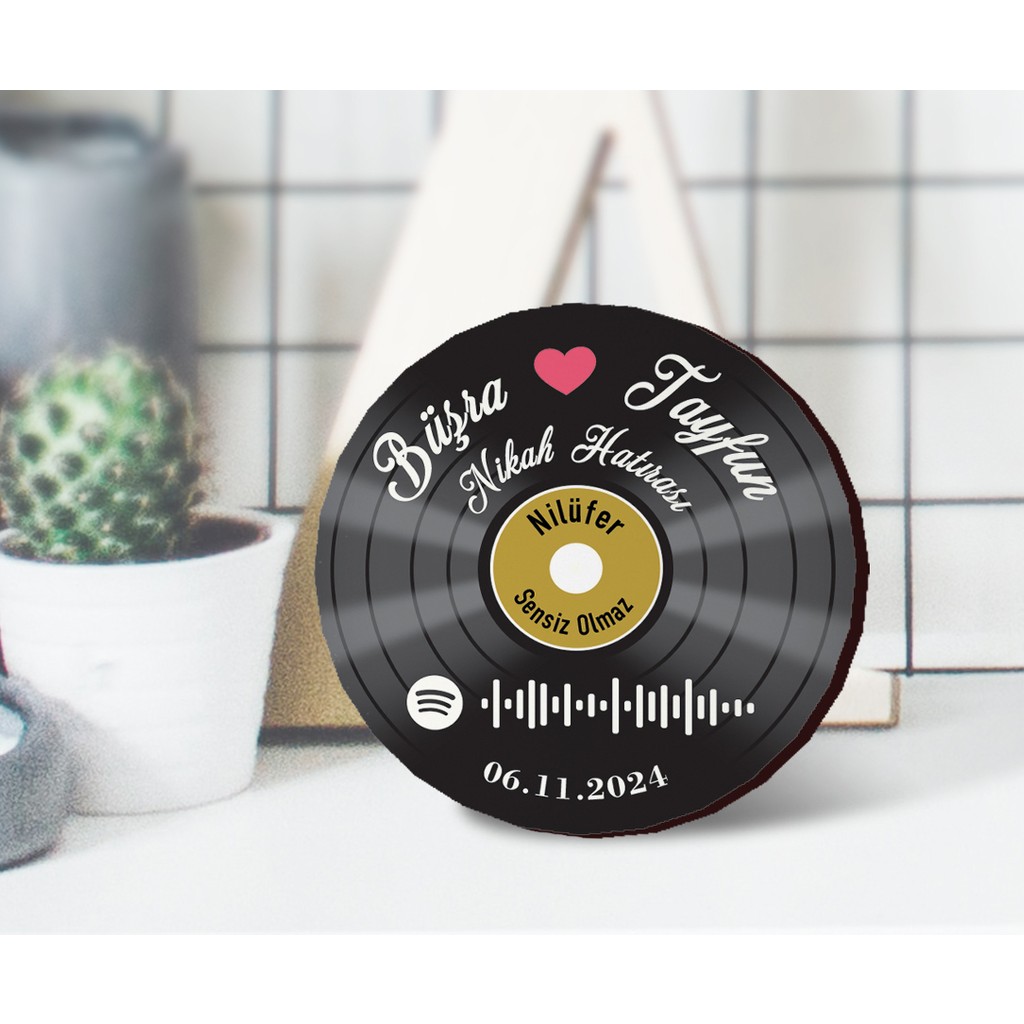 50 Adet Nikah Hatırası, Düğün Hatırası, Nişan Hatırası Magnet - Plak Spotify Kodlu Diğer Fiyatı
